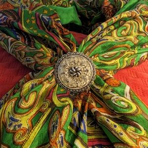 COPY - West Germany Silver Tone Filigree Scarf Clip. approximately 1.25 inches .